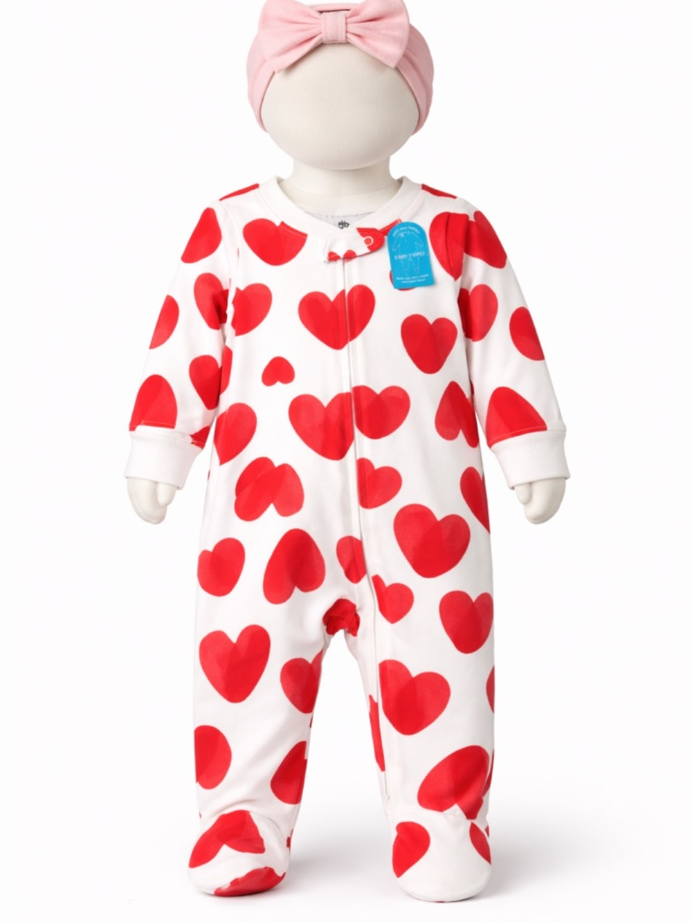 Carter’s Red Heart Print Baby Footed onesie - Playful Heart Pattern